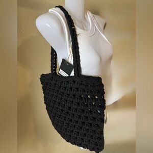 Chic Black Handwoven Bag